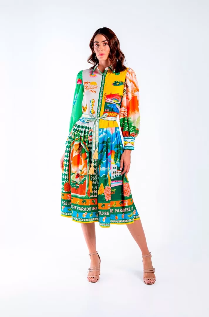 Vestido Camisero Midi Estampado de ALÉMAIS