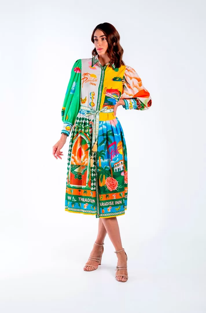 Vestido Camisero Midi Estampado de ALÉMAIS