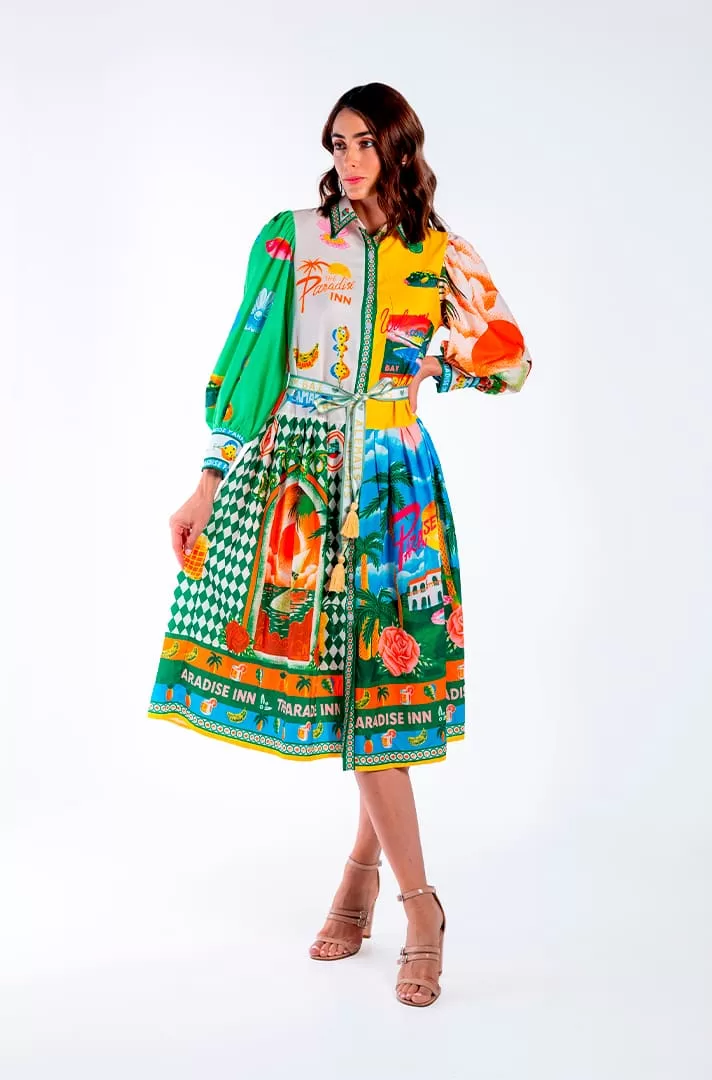 Vestido Camisero Midi Estampado de ALÉMAIS