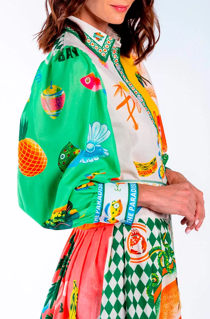 Vestido Camisero Midi Estampado de ALÉMAIS