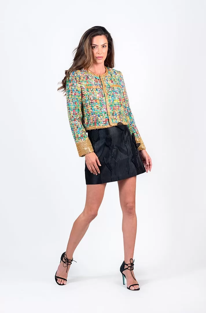Falda mini con detalles de flores