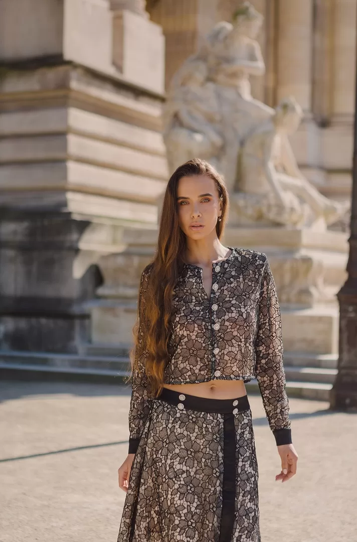 Conjunto de falda y top de encaje